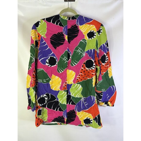 Vintage 80s Rainbow Geometric Baggy Blazer Jacket Whimsical - Picture 6 of 8